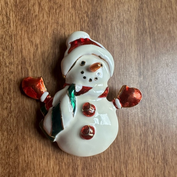 Christmas Pins group of 3  90s Brooches  snowman Christmas tree Sliver tone - Picture 5 of 6